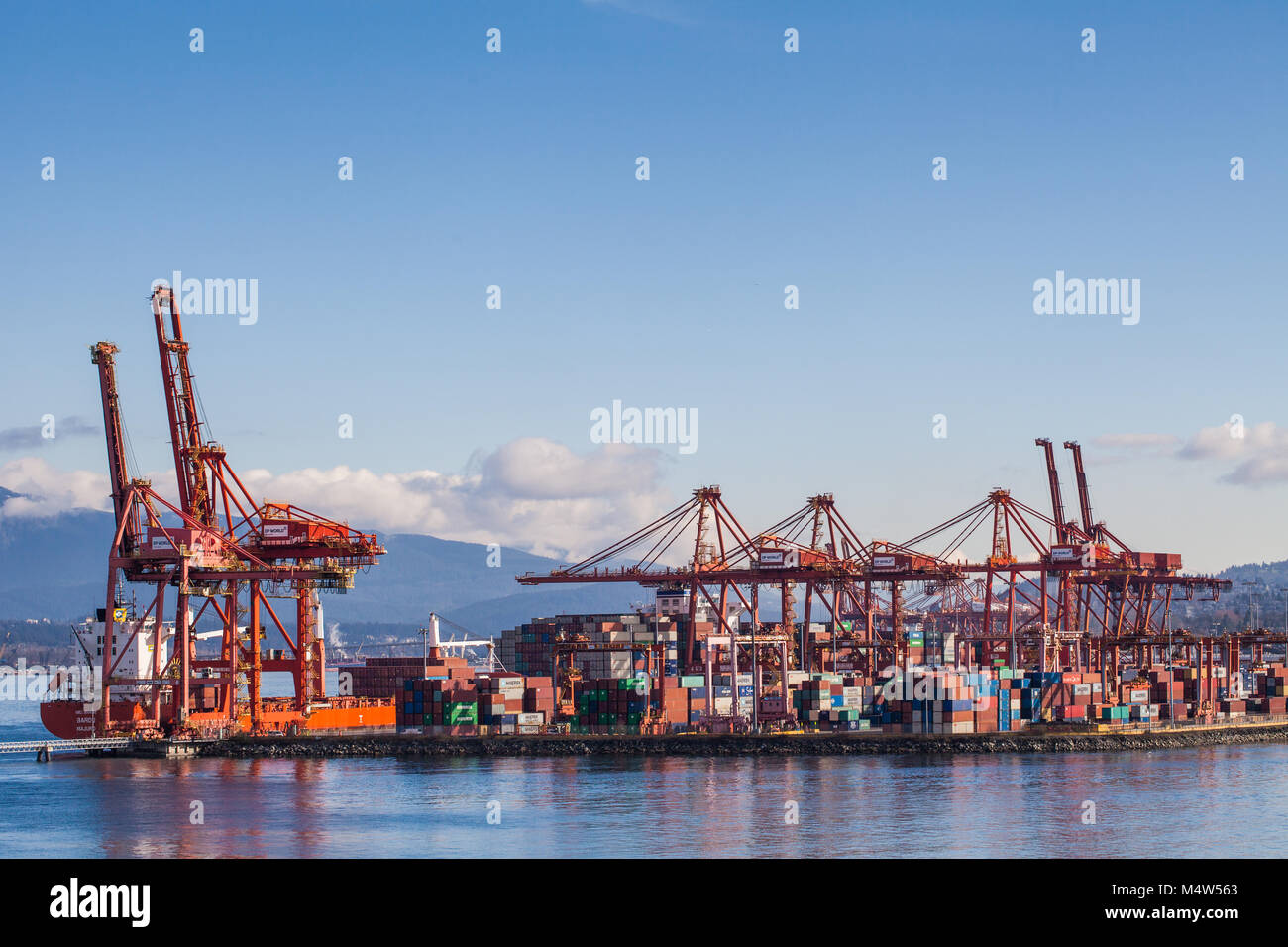 Port of Vancouver container terminal in Burrard Inlet, downtown
