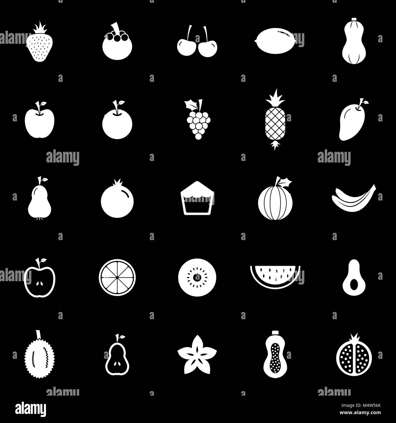 Fruit icons on black background, stock vector Stock Vector Image & Art ...