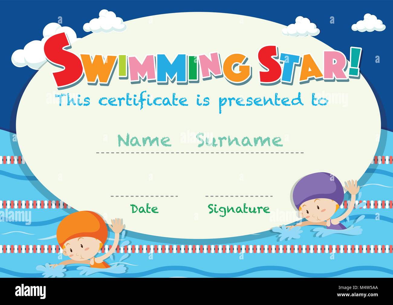swimming-certificate-stock-vector-images-alamy