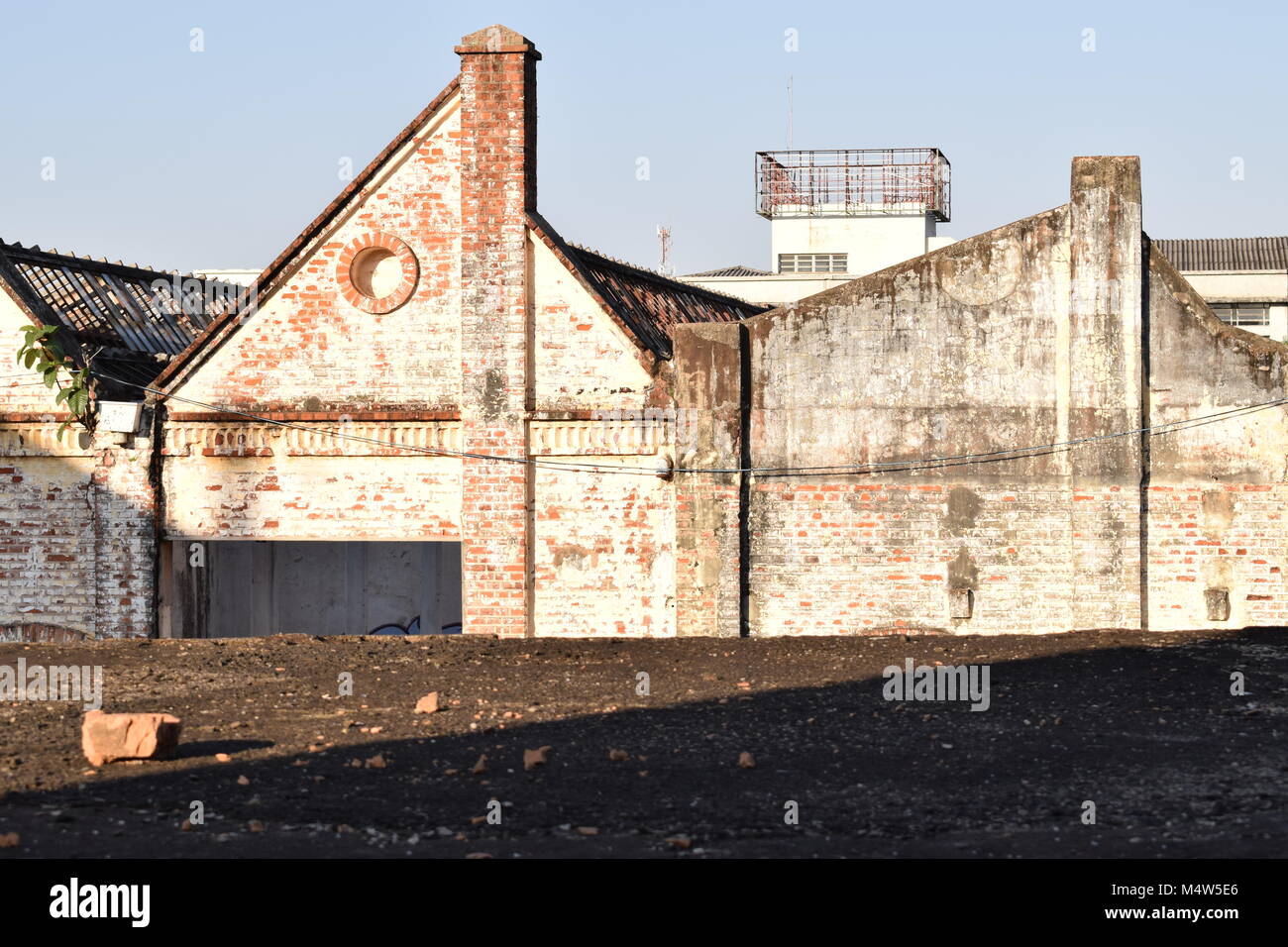 Facade of 19th century fabric factory Stock Photo