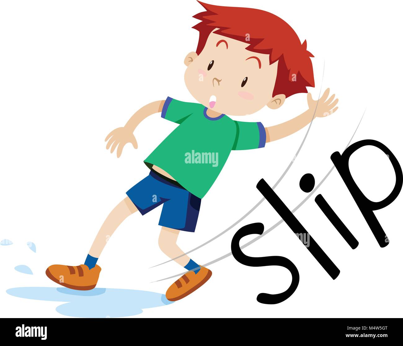 Boy slipping on the wet floor illustration Stock Vector Image & Art - Alamy