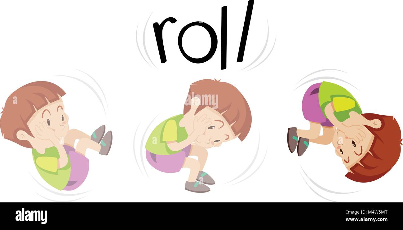 Boy in rolling action illustration Stock Vector Image & Art Alamy