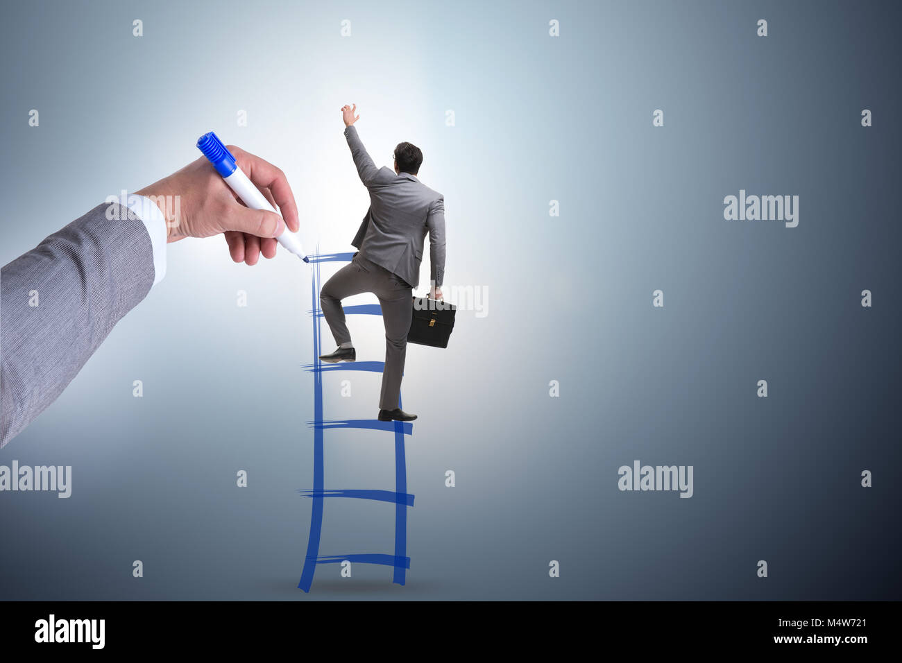 Businessman climbing career ladder in business concept Stock Photo - Alamy