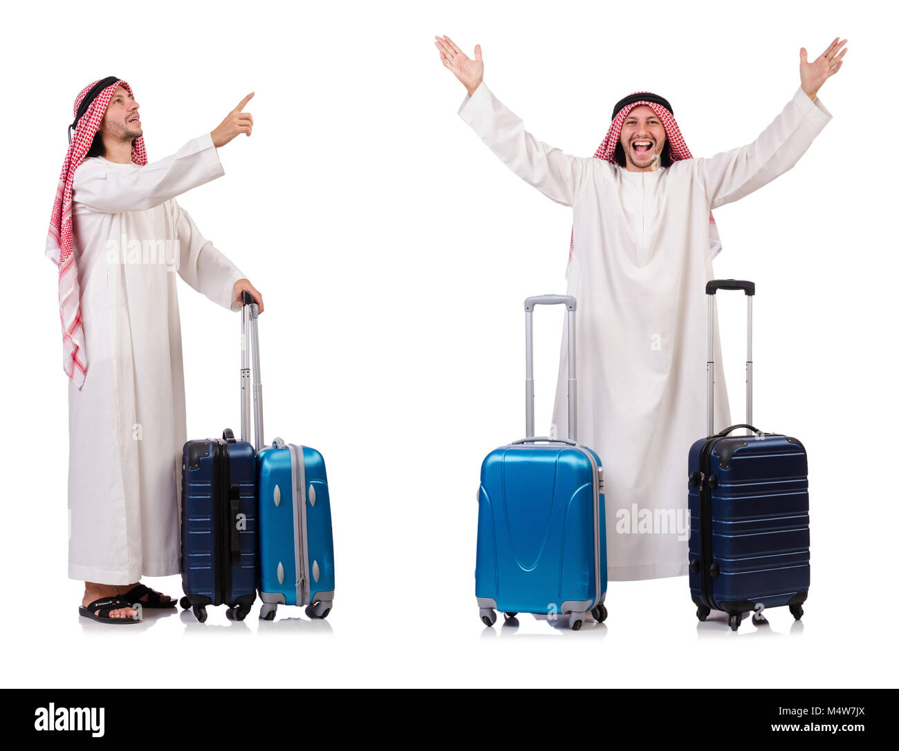 Arab man with luggage on white Stock Photo Alamy