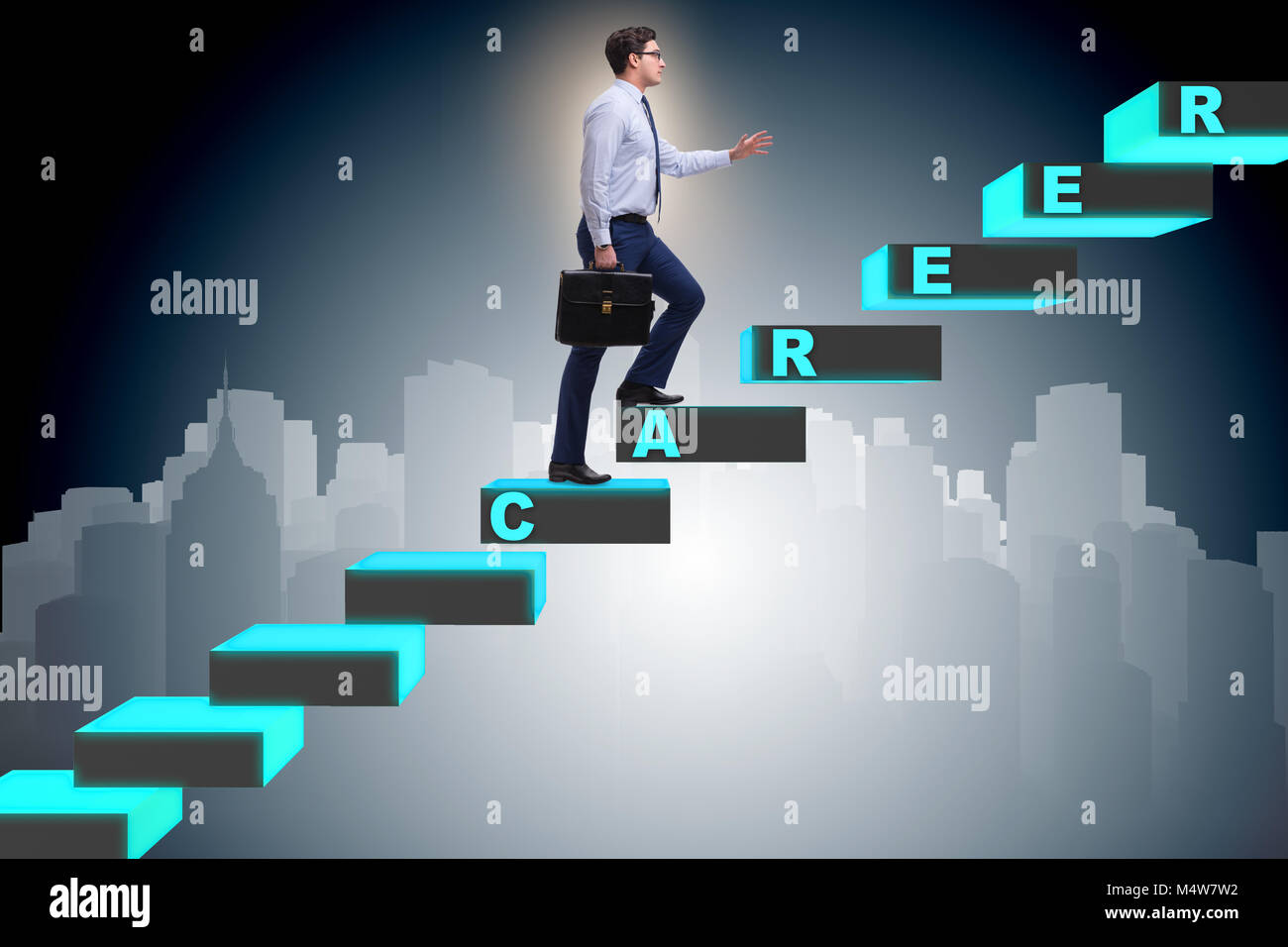 Businessman climbing career ladder in business concept Stock Photo - Alamy