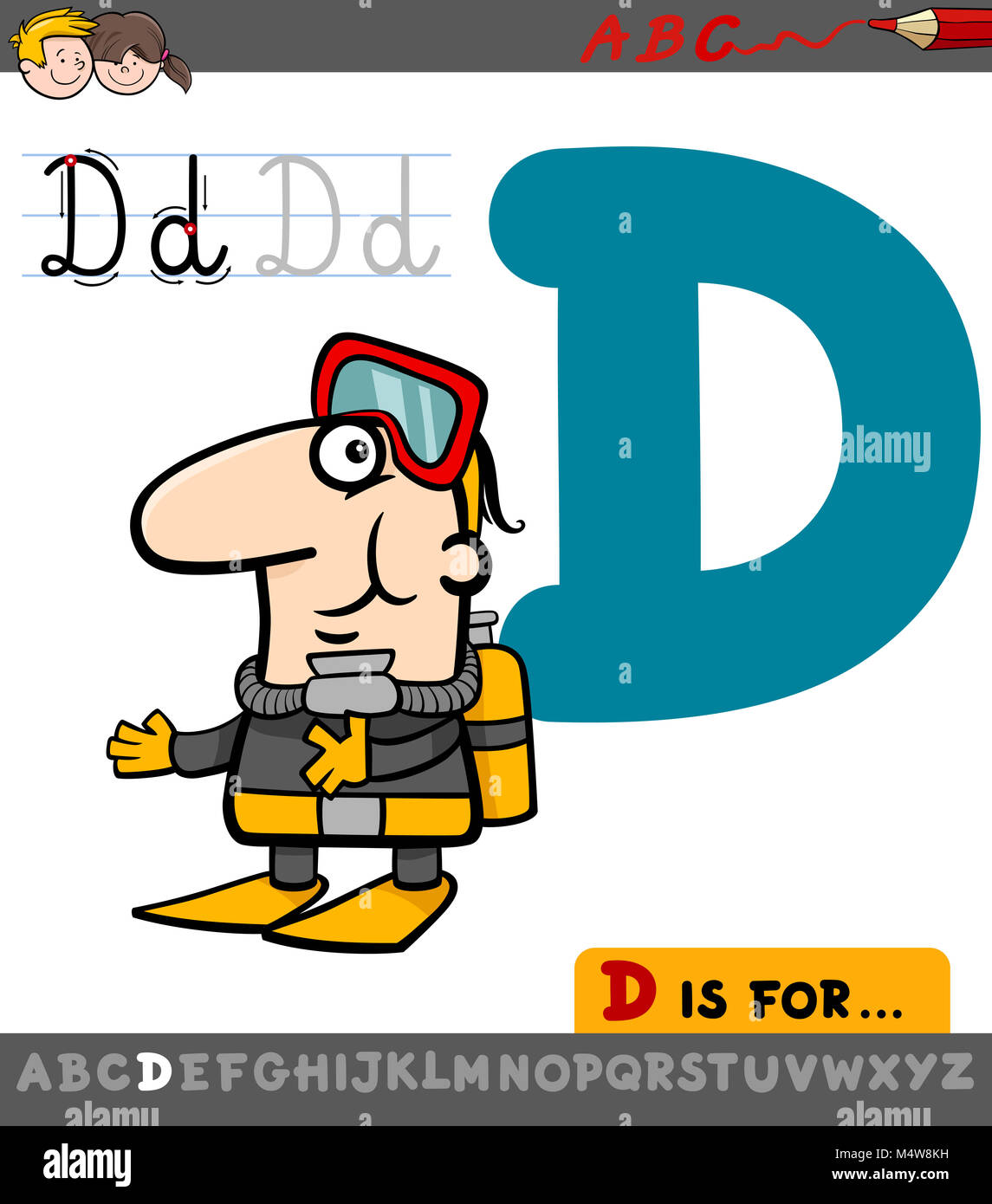 letter d with cartoon diver Stock Photo Alamy