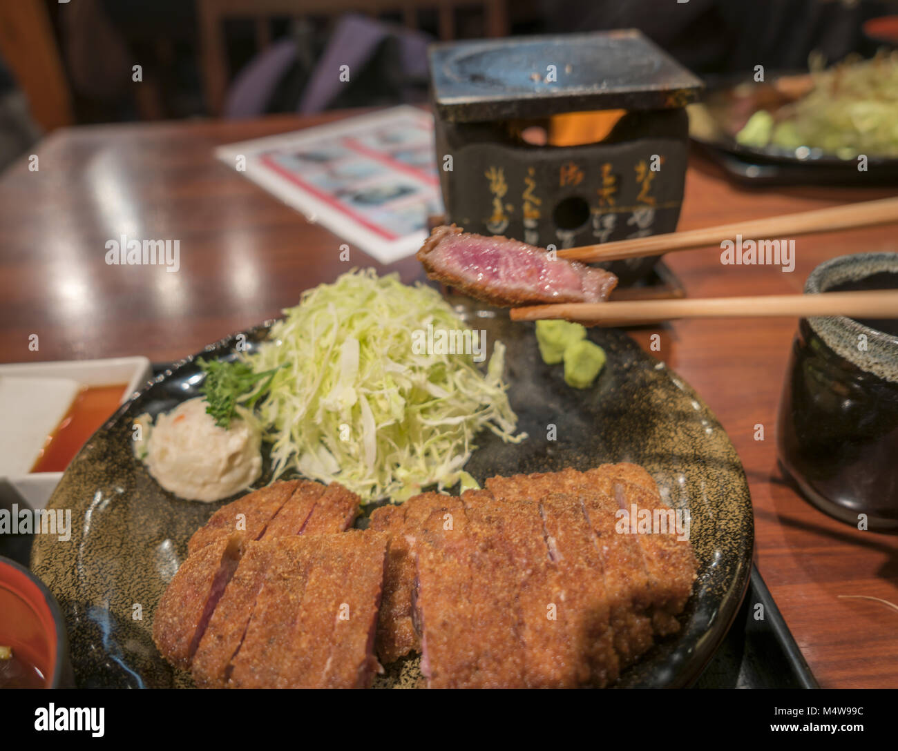Japanese Beef Cutlet Wagyu Katsu with chopsticks Stock Photo Alamy