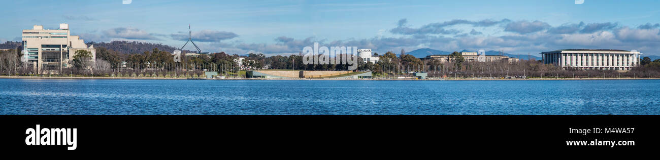 Panorama of government buildings in Canberra Australia Stock Photo