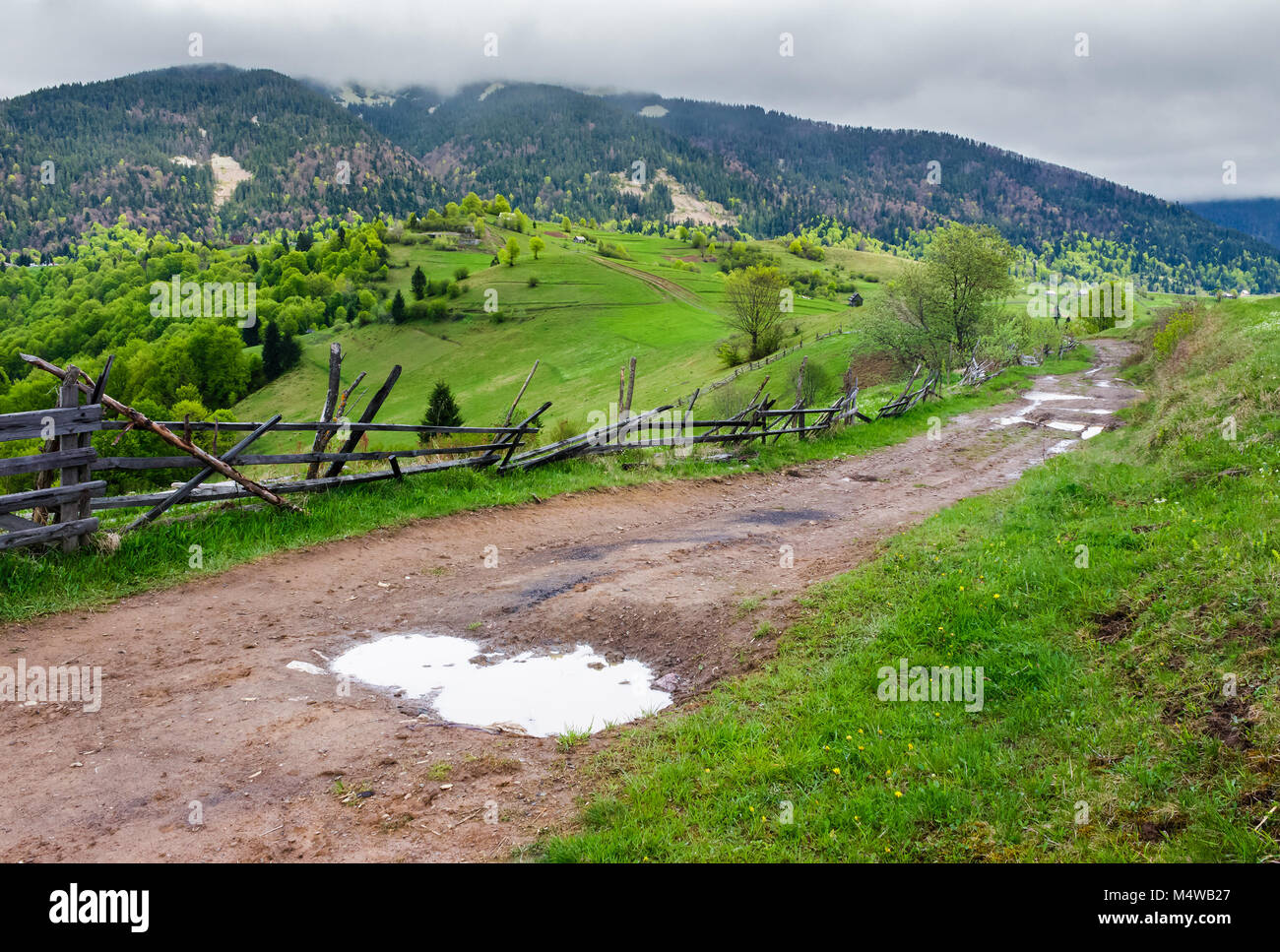 Puddle on rural road hi-res stock photography and images - Alamy