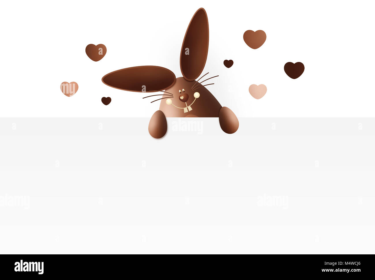 Happy Easter Chocolate Funny Bunny Showing The Sign With Heart Shape On White Background Gift Card Banner Template With Copy Space Stock Photo Alamy
