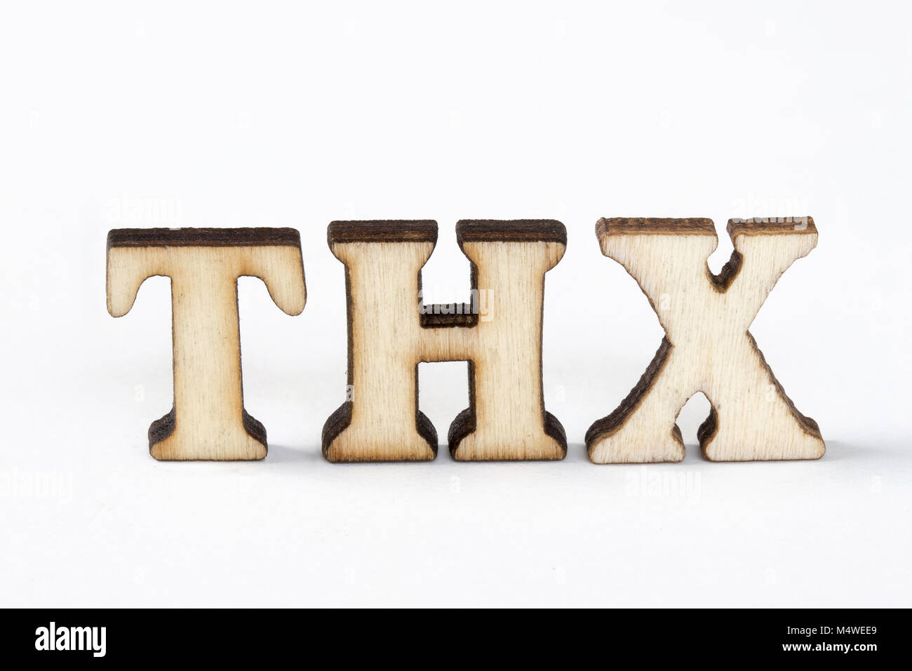 Abbreviations THX wooden alphabet object of thanks Stock Photo