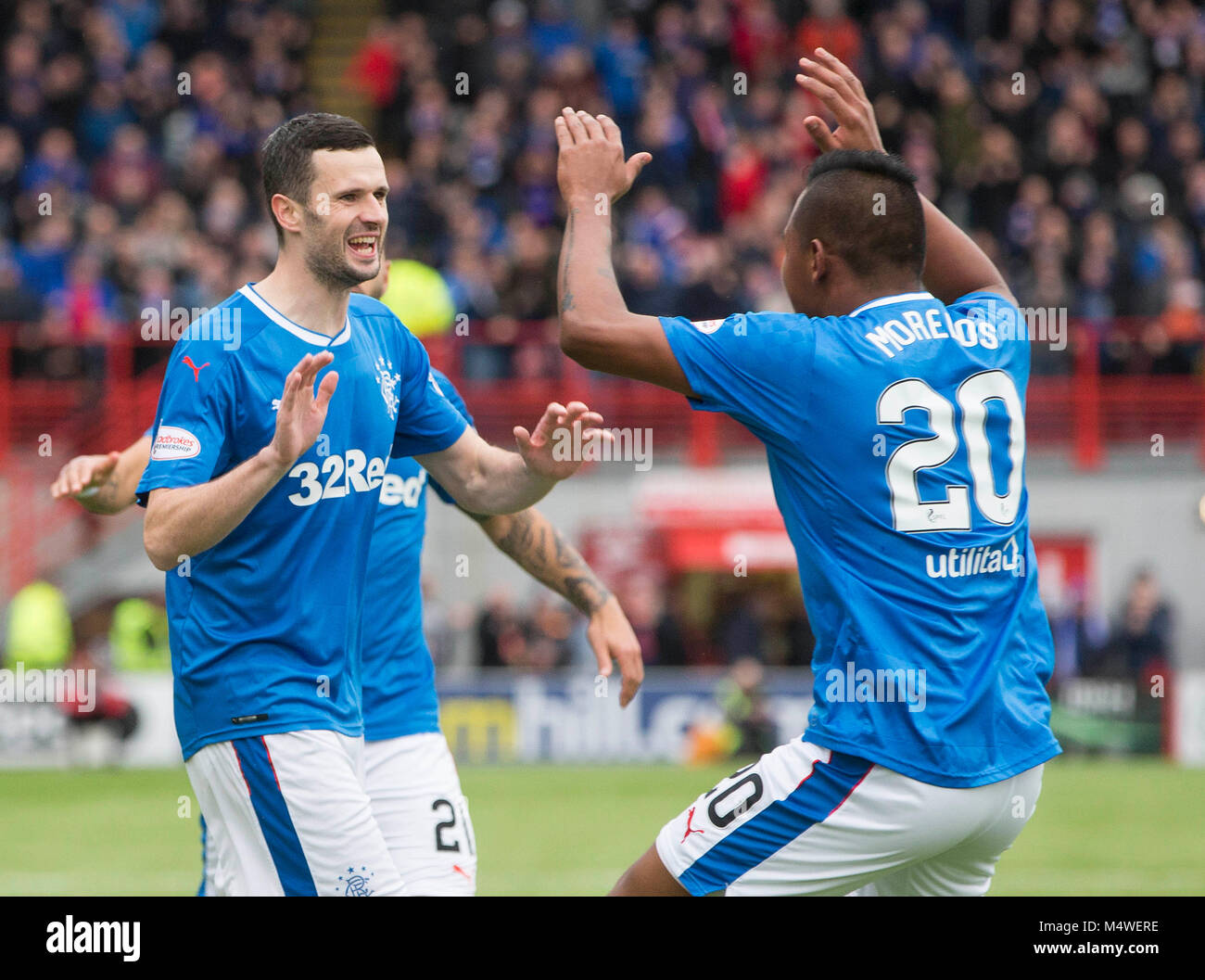 Rangers' Jamie Murphy (left) celebrates scoring his side's first goal ...