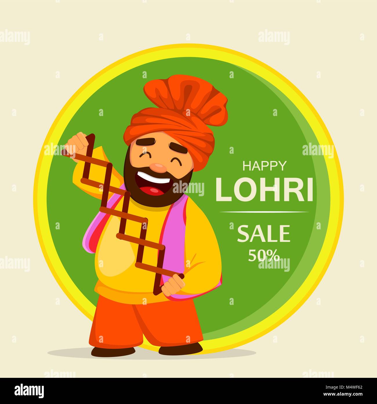 Popular winter Punjabi folk festival Lohri. Funny Sikh man celebrating  holiday, cartoon character for sale, banner, poster. Vector illustration  Stock Vector Image & Art - Alamy
