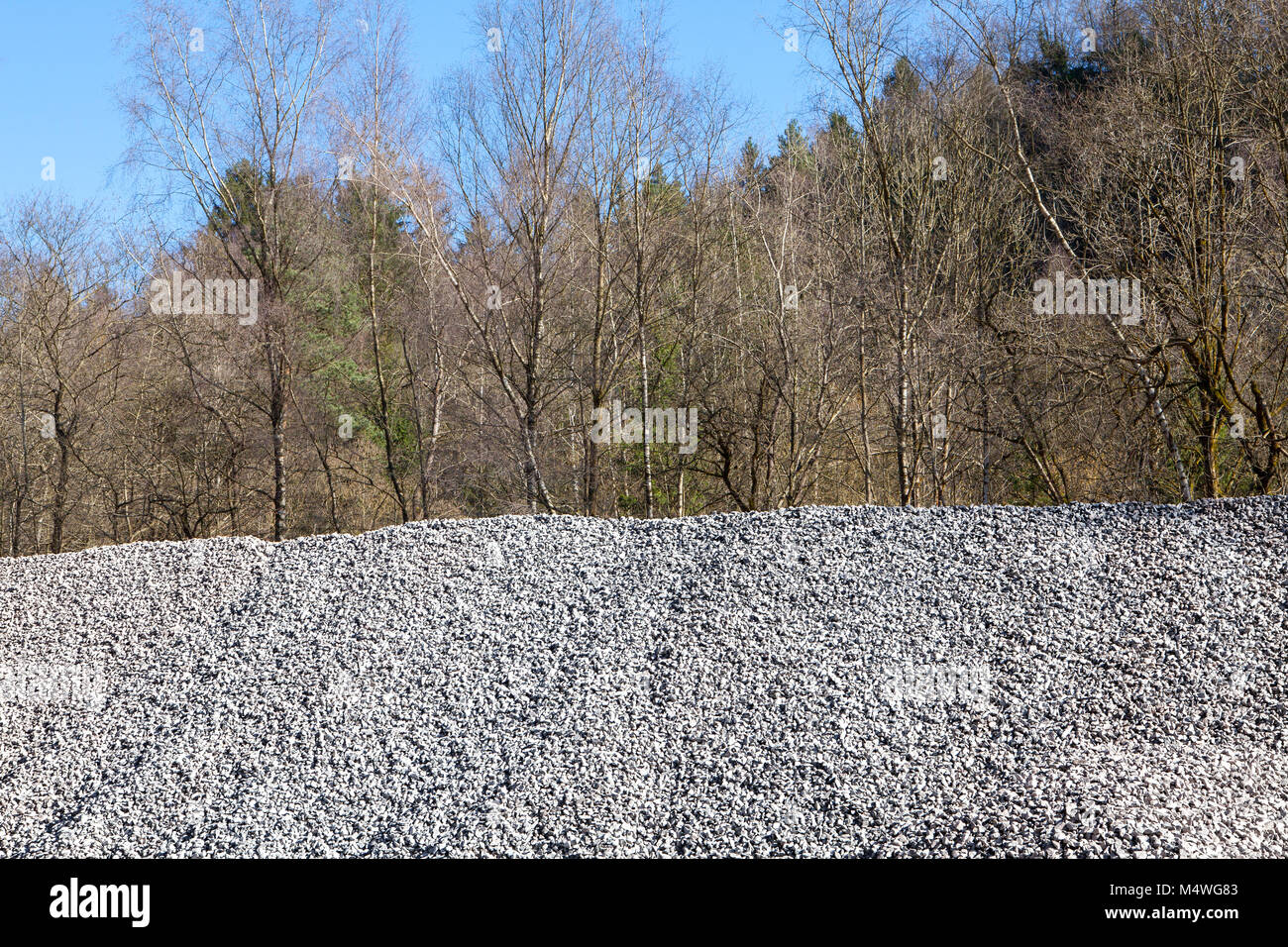 Crushed stone, open cast mining Stock Photo