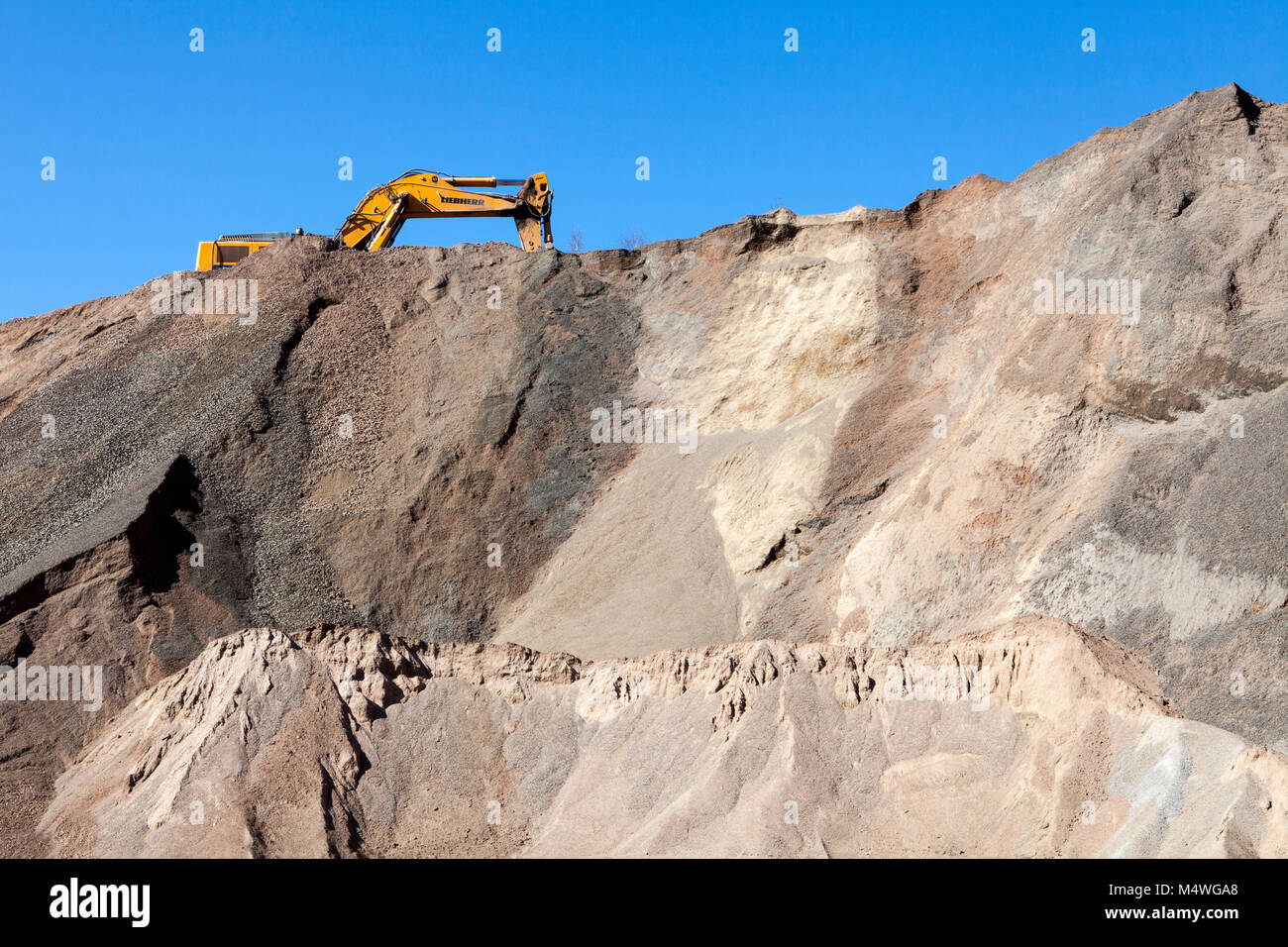Open cast mining for crushed stone, Meinerzhagen, North Rhine-Westphalia, Germany Stock Photo