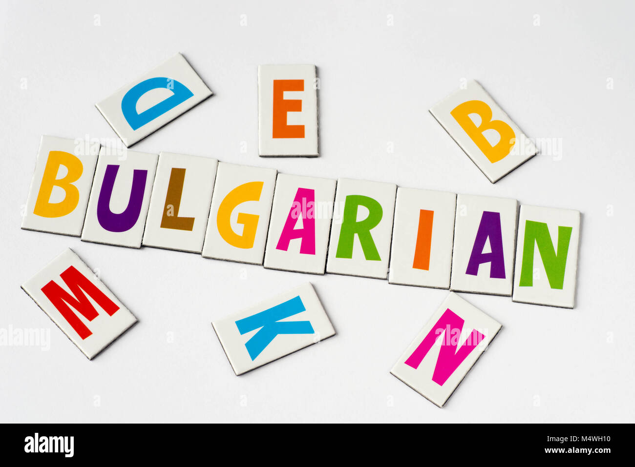 word Bulgarian made of colorful letters on white background Stock Photo