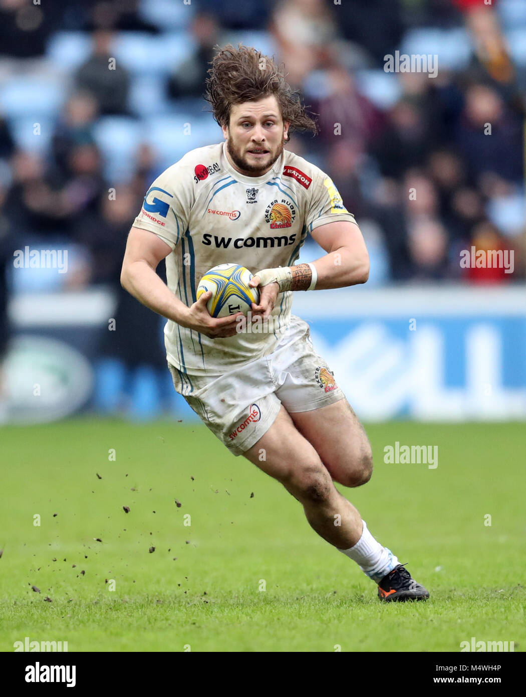 Exeter Chiefs' Alec Hepburn during the Aviva Premiership match at the Ricoh  Arena, Coventry. PRESS ASSOCIATION Photo. Picture date: Sunday February 18,  2018. See PA story RUGBYU Wasps. Photo credit should read: