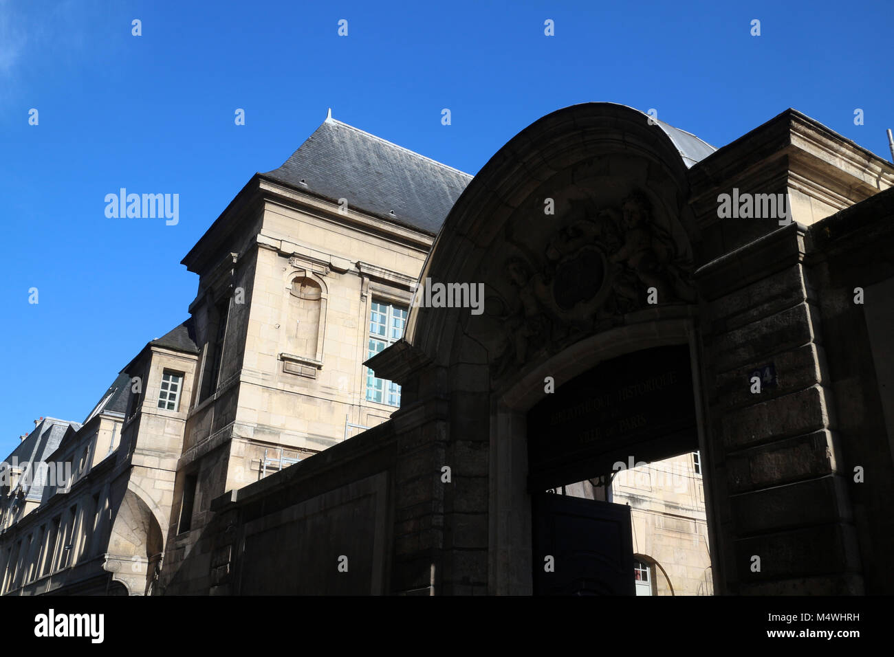 Hôtel d'Angoulême Lamoignon - Bibliotheque historique de la ville de Paris - Rue Pavee - 4th arrondissement - Paris Stock Photo