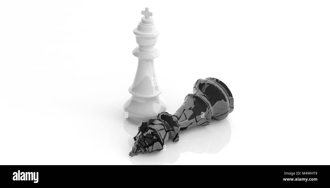 Chess victory for white. White chess king winner standing, black king ...