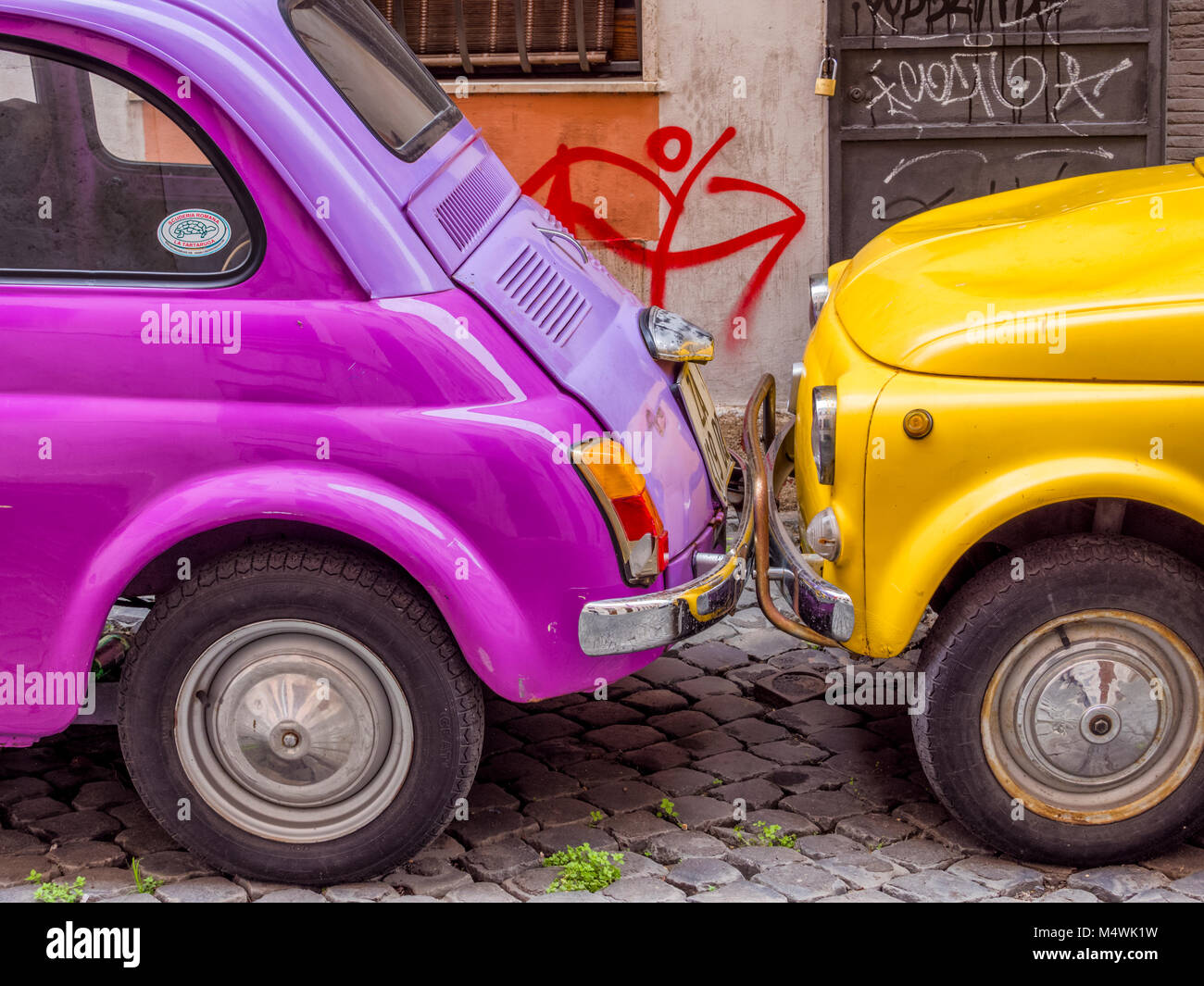 Fiat Cinquecento in Rome, Italy Stock Photo