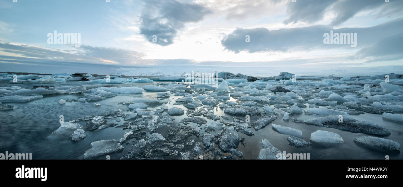 Icelandic landscape of icy sea surface Stock Photo