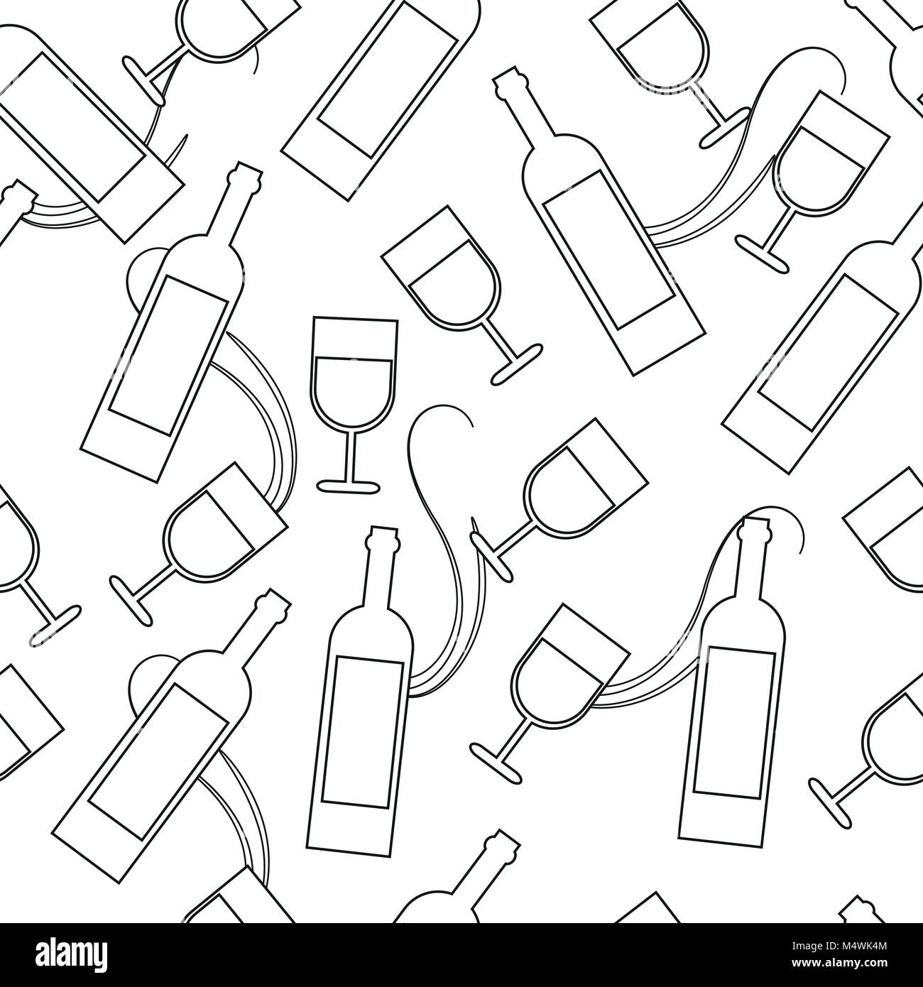 Vector seamless pattern with wine glasses and bottle - vector Stock ...