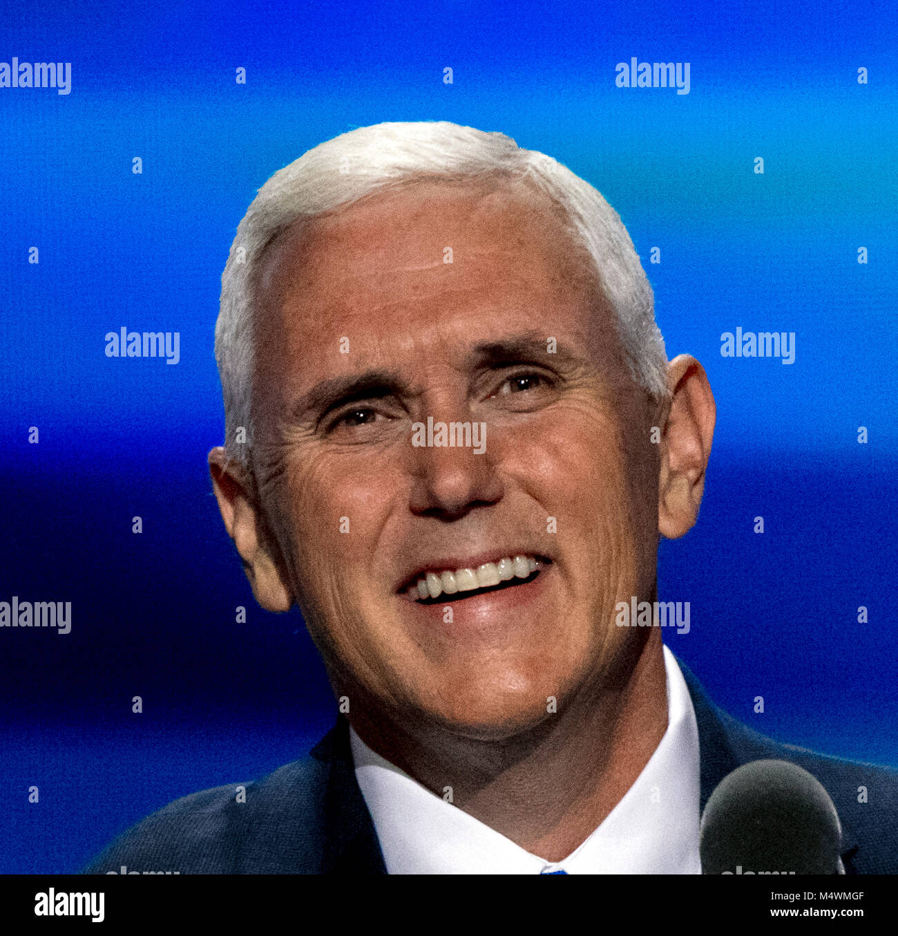 Cleveland Ohio, USA, 20th July, 2016. Republican Governor and now VIce-Presidential candidate Michael "Mike" Pence addresses the Republican National Convention in the Quicken Arena. Stock Photo
