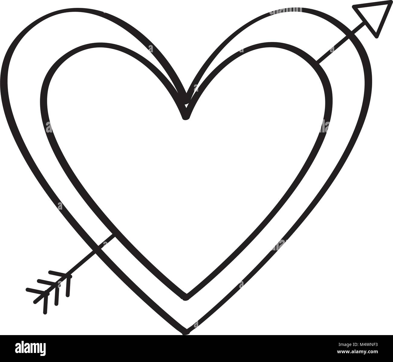 love heart pierced arrow valentine day romantic Stock Vector Image ...