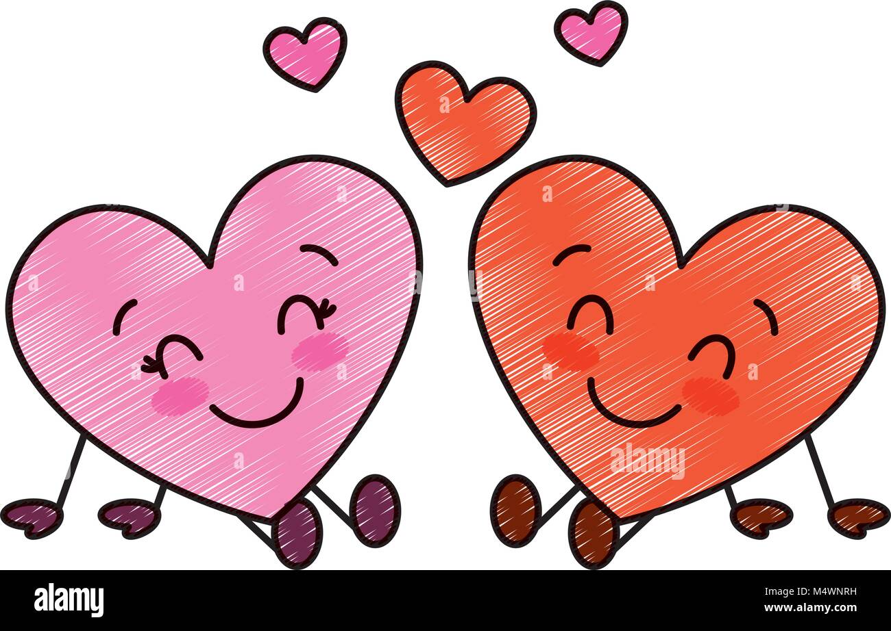 cute hearts couple sitting cartoon love relationship Stock Vector Image ...