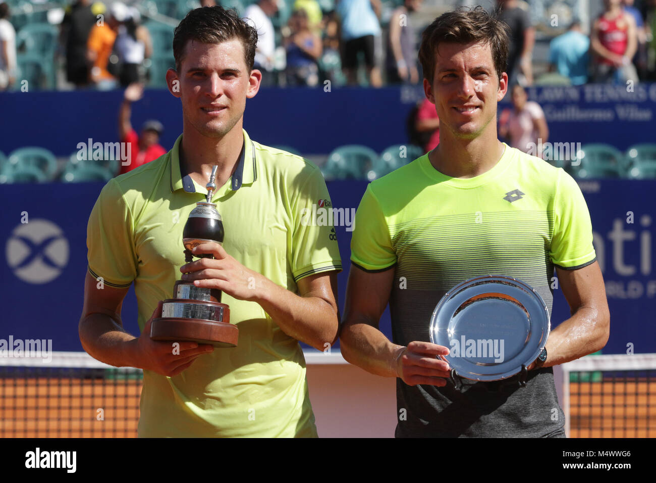 Buenos Aires, Argentina. 18th Feb, 2018. Dominic Thiem wins his second  title of Buenos Aires ATP 250 this sunday on central court of Buenos Aires  Lawn Tennis, Argentina. (Photo: Néstor J. Beremblum /