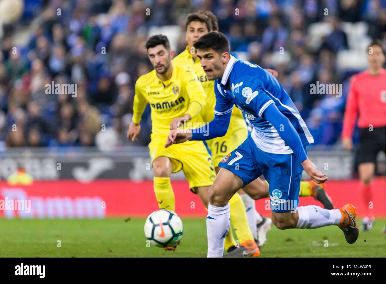 SPAIN - February,18th: RCD Espanyol forward Gerard Moreno (7) during the  match between RCD Espanyol vs Villarreal CF, for the round 24 of the Liga  Santander, played at RCD Espanyol Stadium on