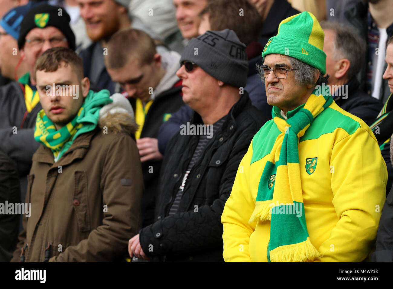 Norwich UK. 18th Feb 2018. Norwich City fans watch on Norwich