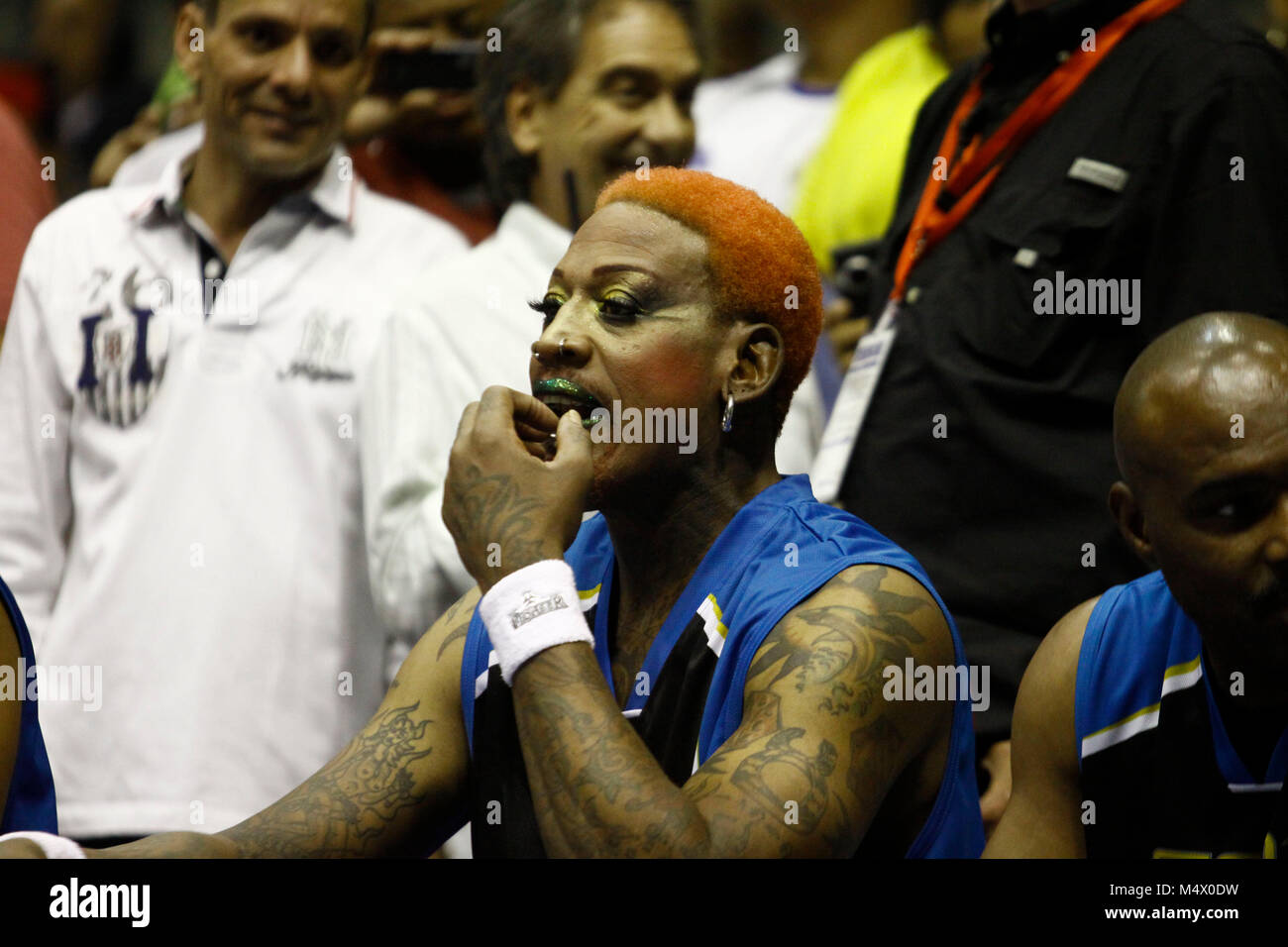 Valencia, Carabobo, Venezuela. 3rd Aug, 2012. August 03, 2014. ÃŠ Dennis Keith Rodman (born May 13, 1961 in Trenton, New Jersey, United States) is a former professional basketball player in the NBA, best known for his defensive and rebounding skills. For seven straight seasons he led the NBA in rebounding per game, which became a league record, and he was placed on the NBA defensive team of the year also in seven seasons. His fame grew even more due to his irreverent and controversial attitude on and off the courts. He has appeared in several television programs and movies.The photo was ma Stock Photo