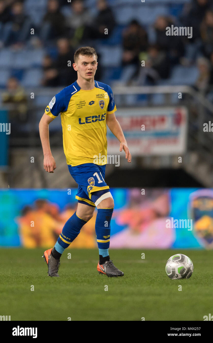 Jean Ruiz of Sochaux during the french Ligue 2 2017-18 match between  Sochaux 3-2 Havre AC at Auguste Bonal Stade on February 16, 2018 in  Montbeliard, France. Credit: Maurizio Borsari/AFLO/Alamy Live News