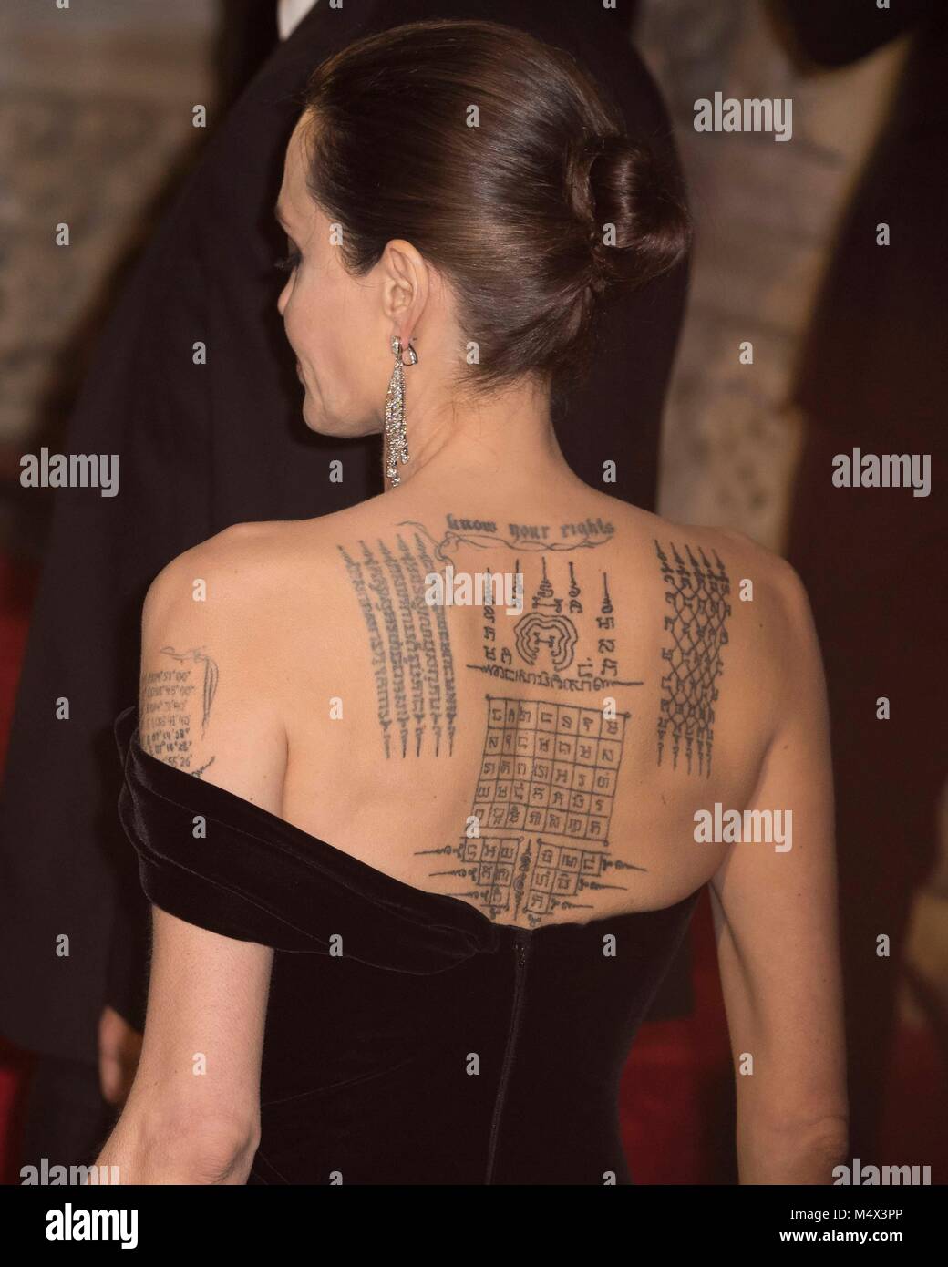 Angelina jolie tattoo back hi-res stock photography and images - Alamy
