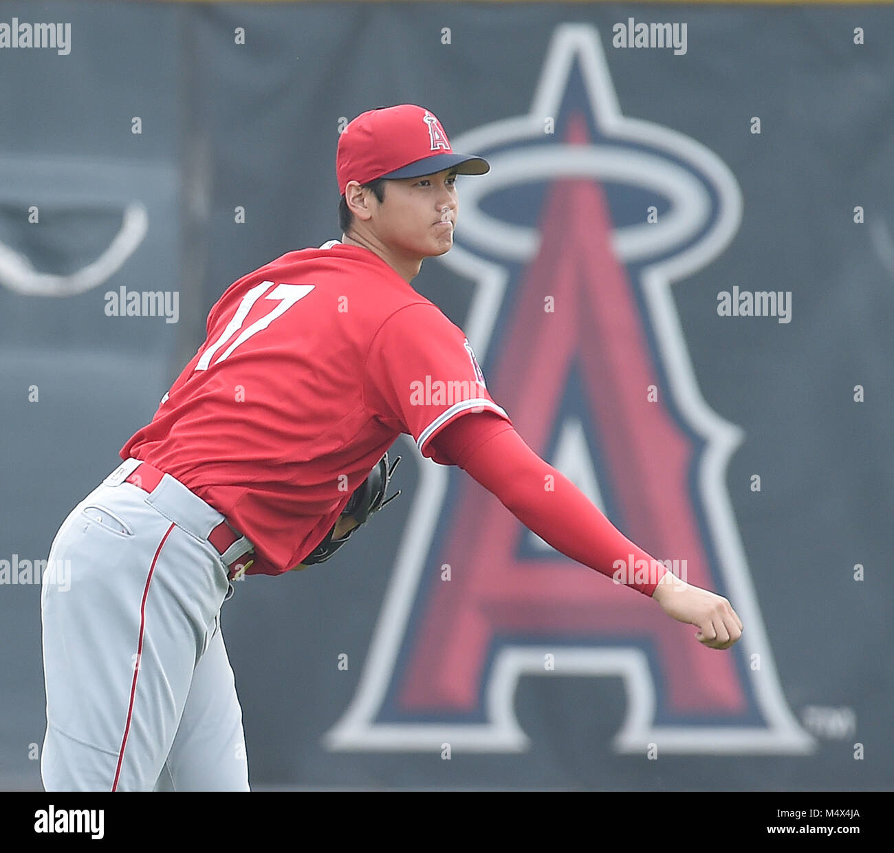 Tempe, Arizona, USA. 15th Feb, 2018. Shohei Ohtani (Angels) MLB Los