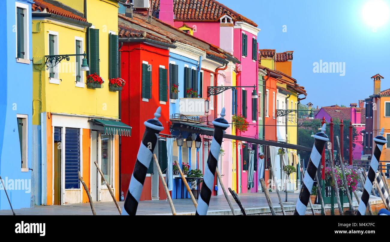 Burano island near Venice in Italy and the houses with many colors Stock Photo