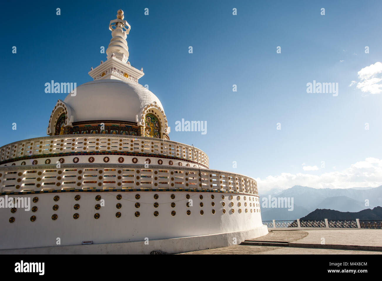 Shanti Stupa, Leh Ladakh, Jammu and Kashmir, India Stock Photo