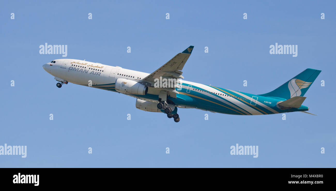 Oman Air Airbus a330 A4ODE departing LondonHeathrow Airport LHR Stock