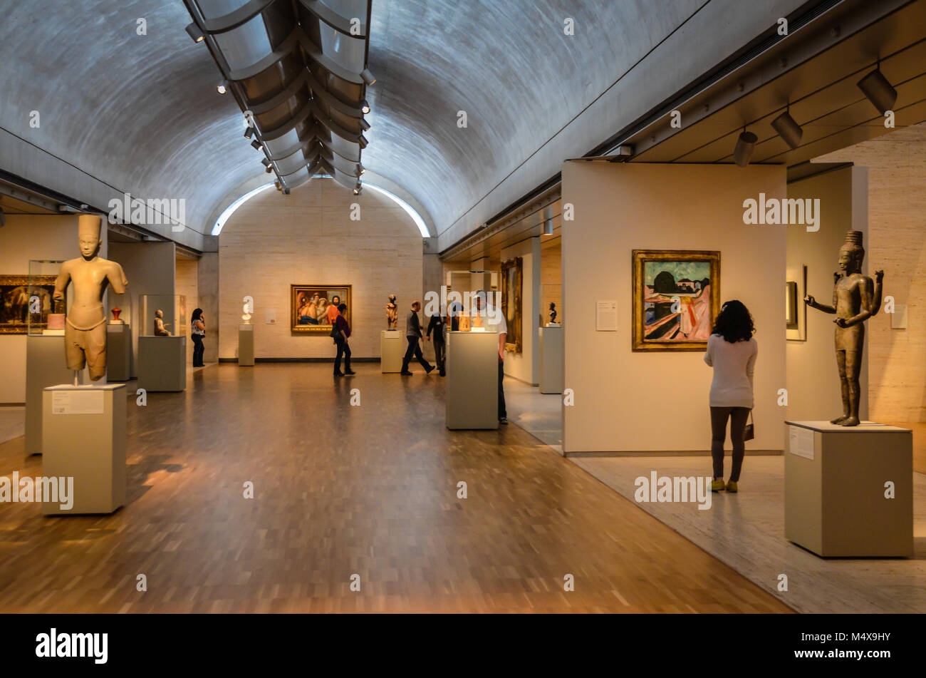 Fort Worth, Texas. Kimball Art Museum interior gallery shows collections ranging from antiquities to 20th century contemporary art. Stock Photo