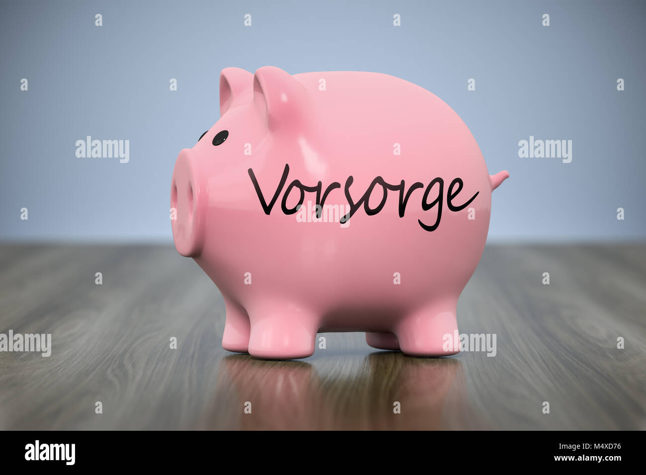 piggy bank with the word precaution in german language Stock Photo