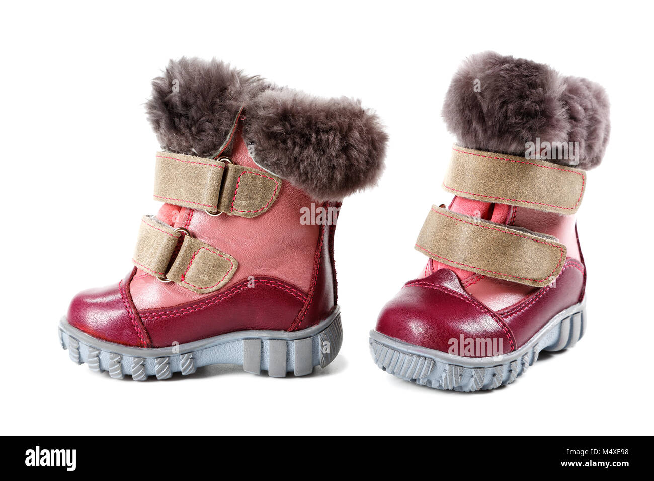 Children's winter boots isolated on white background Stock Photo