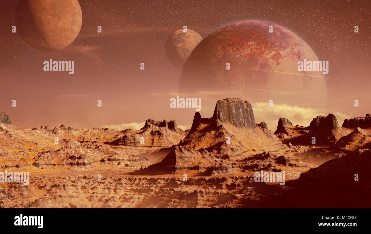 scenic alien planet landscape Stock Photo