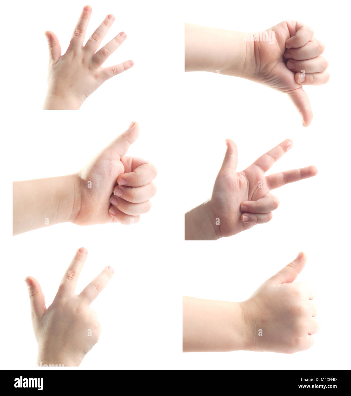 The baby hand set on isolated white background Stock Photo - Alamy