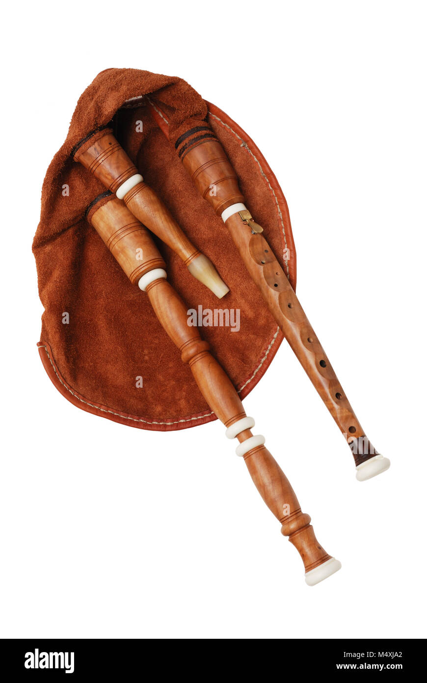 bagpipe from Scotland over white Stock Photo
