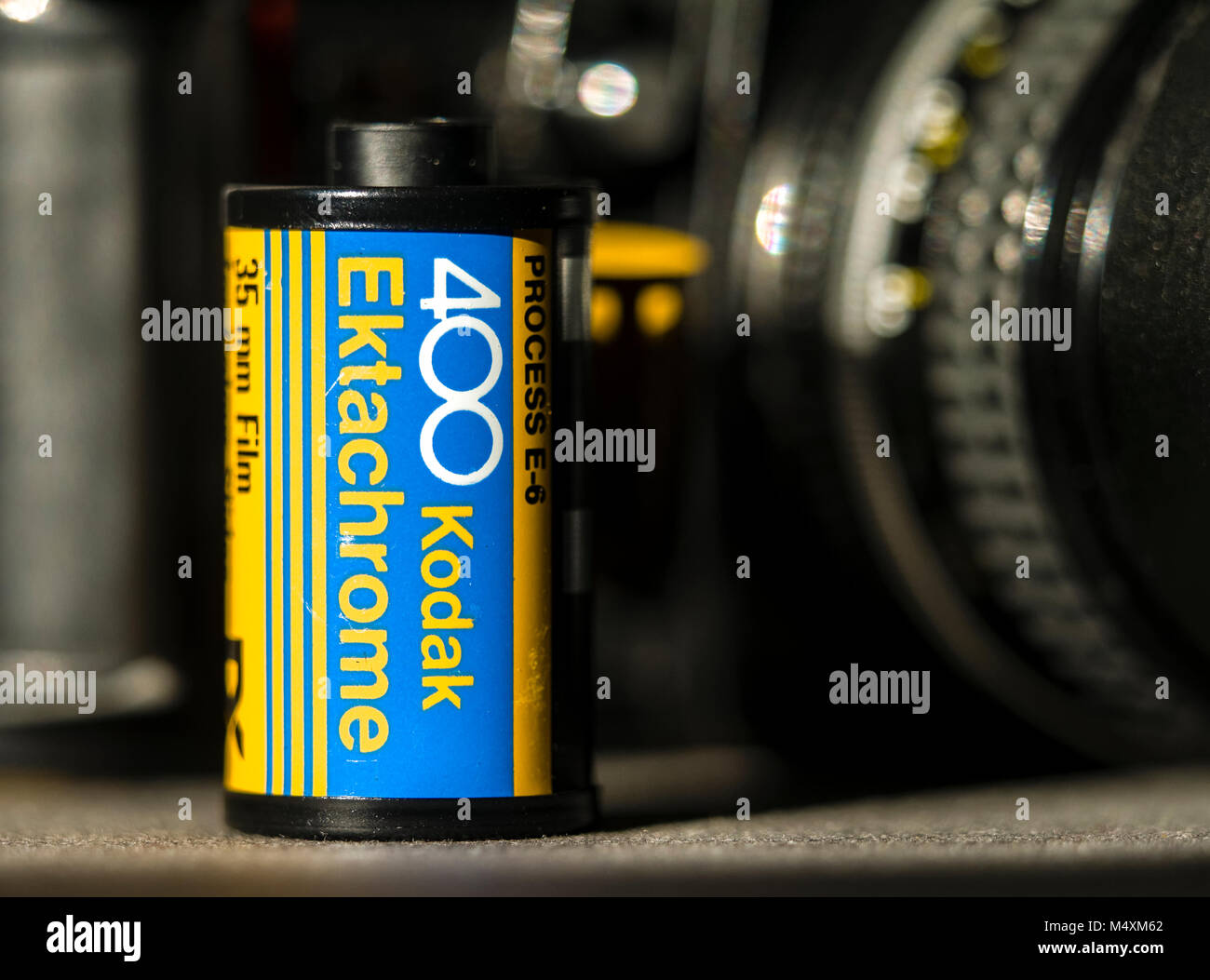 Kodak Ektachrome 35mm Transparency Film, first produced in the 1940's by Eastman Kodak Company Stock Photo