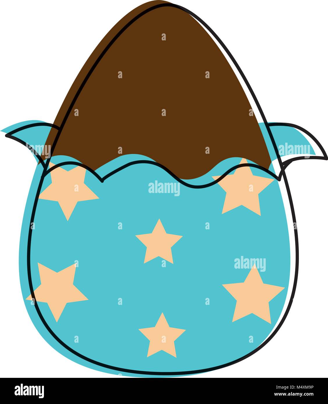 line color chocolate egg easter with stars decoration Stock Vector ...