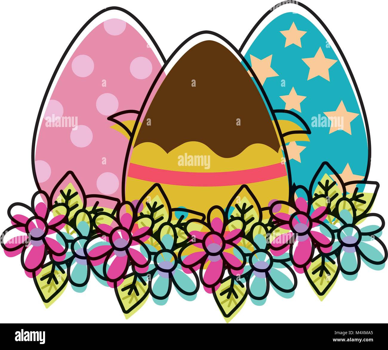 eggs easters decorations with flowers and leaves design Stock Vector ...