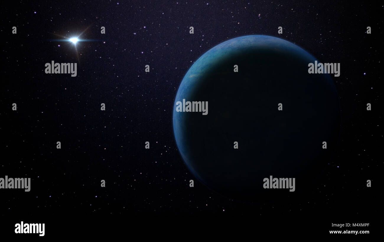 the hypothetical planet nine in front of stars lit by the Sun Stock Photo