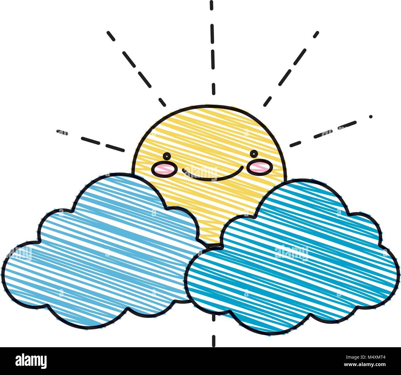 grated nature sun and clouds kawaii weather Stock Vector Image & Art ...